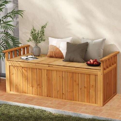 Banc De Rangement D'extérieur En Bois, Banc D'extérieur à 2 Places De 209 L, Charge 100kg