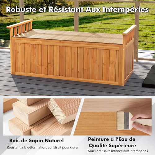 Banc De Rangement D'extérieur En Bois, Banc D'extérieur à 2 Places De 209 L, Charge 100kg