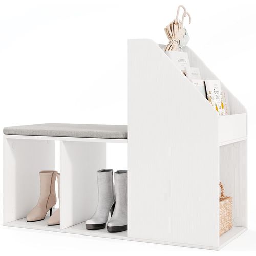 Banc Chaussures Entrée, Banc De Rangement, 3 Compartiments Inférieurs, 97 × 40 × 79 Cm