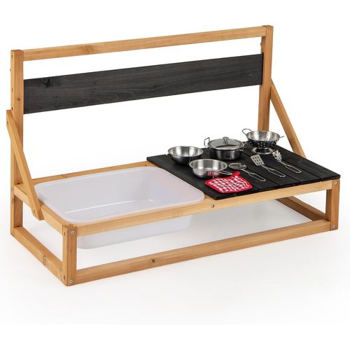 Cuisine Extérieure Murale Enfant Avec Tableau Noir Et Évier, Jeu De Cuisine En Bois De Sapin Enfant