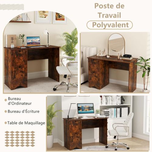 Bureau D'ordinateur Avec 2 Tiroirs, Bureau D'étude Compact Pour Ordinateur Portable(brun Rustique)