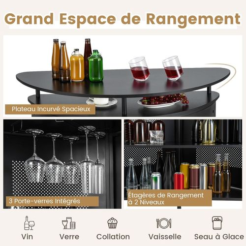 Table De Bar, Ilot Central Cuisine, Cadre En Métal, Pieds Réglables (demi-cercle)