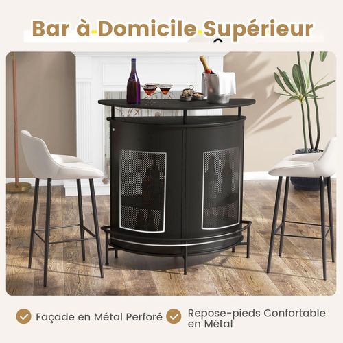 Table De Bar, Ilot Central Cuisine, Cadre En Métal, Pieds Réglables (demi-cercle)