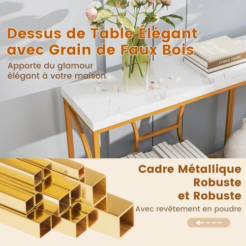 Console Meuble XXL, Grand Table Console Industriel, 180 X 30 X 80 Cm, 2 Étagères (blanc)