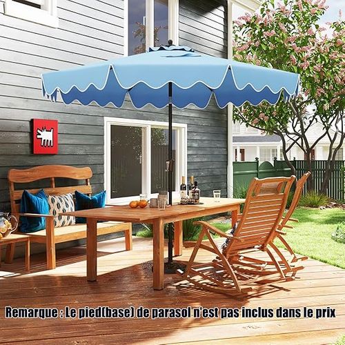 Parasol De Patio 271 Cm Avec Manivelle, Inclinaison Par Bouton-poussoir (style 1,marine)