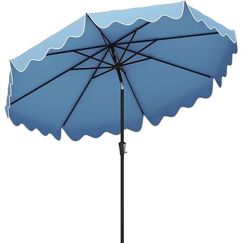 Parasol De Patio 271 Cm Avec Manivelle, Inclinaison Par Bouton-poussoir (style 1,marine)
