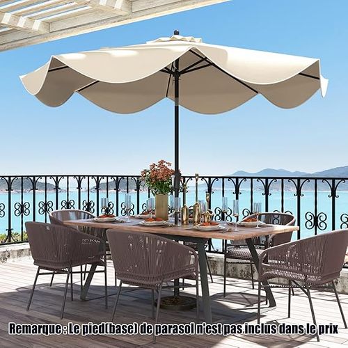Parasol De Patio 270 Cm Avec Manivelle, Inclinaison Par Bouton-poussoir (style 2,beige)