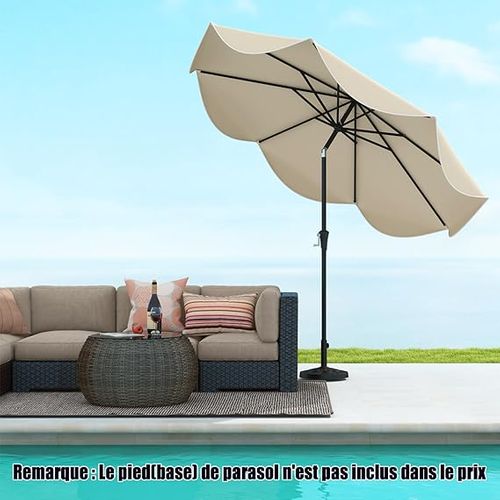 Parasol De Patio 270 Cm Avec Manivelle, Inclinaison Par Bouton-poussoir (style 2,beige)