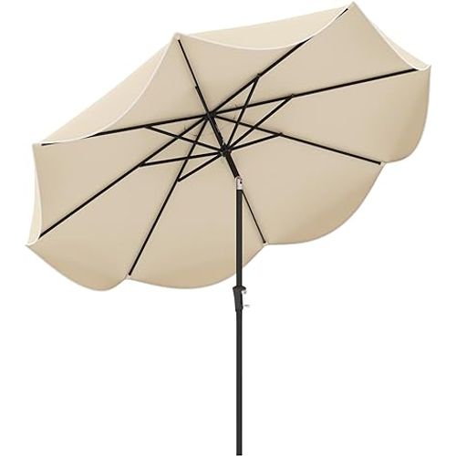 Parasol De Patio 270 Cm Avec Manivelle, Inclinaison Par Bouton-poussoir (style 2,beige)