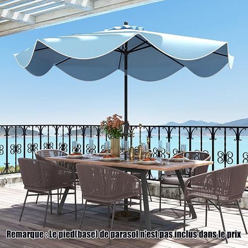 Parasol De Patio 270 Cm Avec Manivelle, Inclinaison Par Bouton-poussoir (style 2,marine)