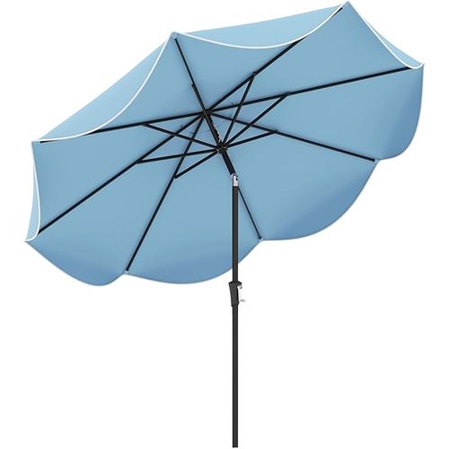 Parasol De Patio 270 Cm Avec Manivelle, Inclinaison Par Bouton-poussoir (style 2,marine)