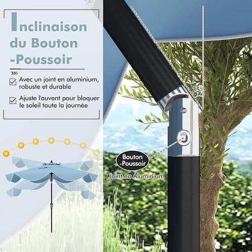 Parasol De Patio 270 Cm Avec Manivelle, Inclinaison Par Bouton-poussoir (style 2,marine)