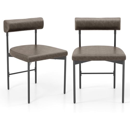 Chaise De Salle à Manger Lot De 2, Chaise De Cuisine Cuir, Dossier Incurvé Rembourré, Siège En U