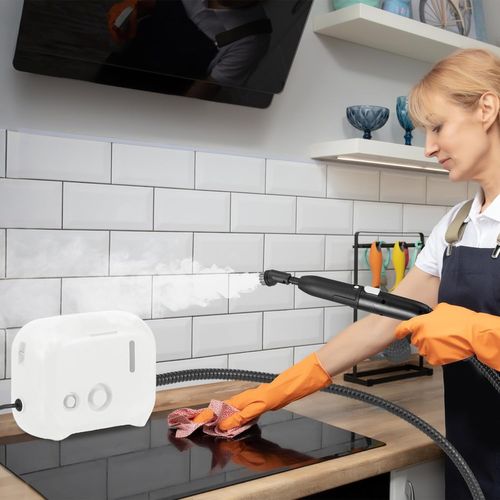 Nettoyeur Vapeur Portatif 1500w Avec 11 Accessoires, Balai Vapeur, Blanc