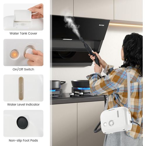 Nettoyeur Vapeur Portatif 1500w Avec 11 Accessoires, Balai Vapeur, Blanc