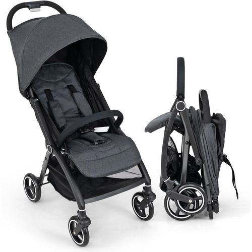 Poussette Canne Bébé 0-3 Ans(charge 15 Kg) Avec Dossier Et Auvent Réglables (gris)