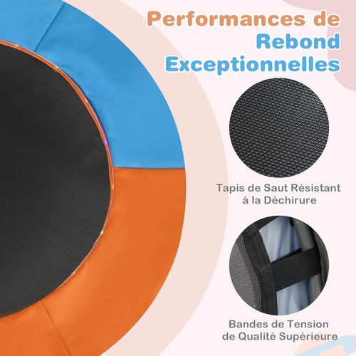 Trampoline Exterieur Enfant Ø90 Cm Avec 20 Lumières LED, Poignée En Mousse