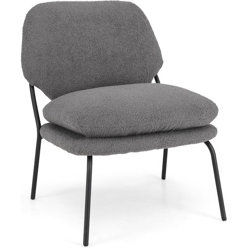 Fauteuil Décoratif Sans Accoudoirs, Chaise De Détente En Tissu Polaire Avec Dossier Haut, Gris