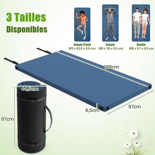 Matelas Camping Pliable, Coussin En Mousse à Mémoire, Sac De Transport En Oxford (bleu,188 X 97 Cm)
