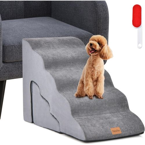 Lot De 2 Escaliers Pour Chien à 5/3 Marches, Rampe Pour Animaux De Compagnie En Éponge(gris)