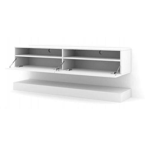 Buffet Meuble TV Duo 160 Cm Suspendu Blanc Mat Avec Étagère