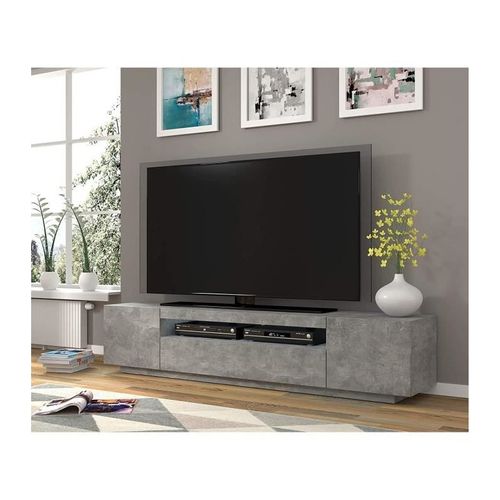 Meuble TV Bas Universel Aura 200 Cm à Suspendre Ou à Poser Sideboeard Béton Sans LED
