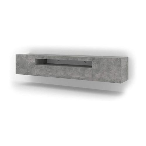 Meuble TV Bas Universel Aura 200 Cm à Suspendre Ou à Poser Sideboeard Béton Sans LED