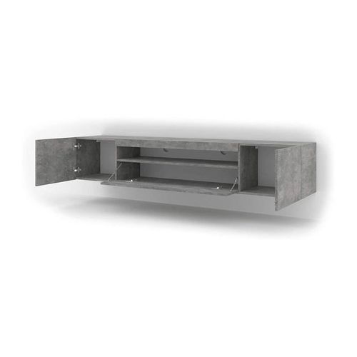 Meuble TV Bas Universel Aura 200 Cm à Suspendre Ou à Poser Sideboeard Béton Sans LED