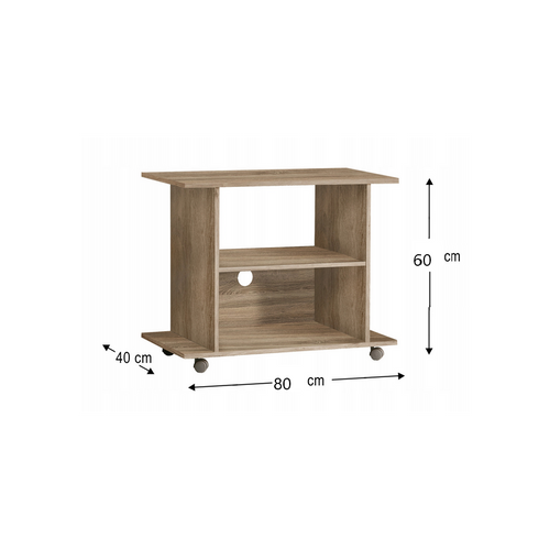 Meuble TV Commode TV Yogi Sonoma 60x80x40 Cm (hxlxp) 2étagères Avec Roues
