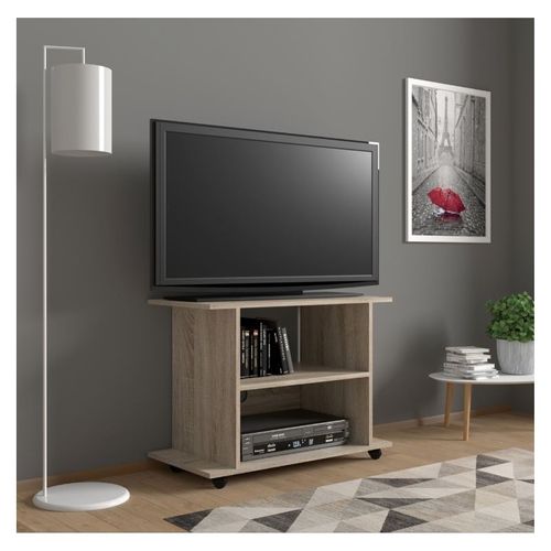 Meuble TV Commode TV Yogi Sonoma 60x80x40 Cm (hxlxp) 2étagères Avec Roues
