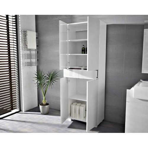 Colonne Pureza 60 Cm - Blanc Laqué Bm Salle De Bain Suspendue Ou Posée