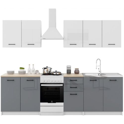 Cuisine Sanclar 6 Éléments - Haut Blanc Bas Gris Laqué En 2 Metres