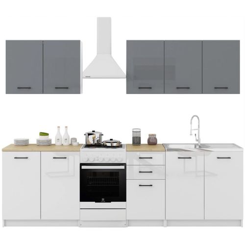 Cuisine Sanclar 6 Éléments - Haut Gris Bas Blanc Laqué En 2 Metres