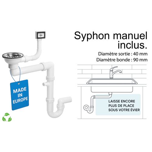 Evier Rond Nalibou Gris En Granit Premium - 1 Bac Sans Égouttoir Et Vidage Inclus