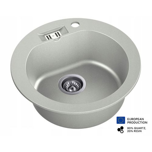 Evier Rond Nalibou Gris En Granit Premium - 1 Bac Sans Égouttoir Et Vidage Inclus