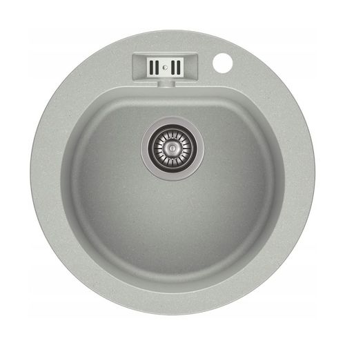 Evier Rond Nalibou Gris En Granit Premium - 1 Bac Sans Égouttoir Et Vidage Inclus