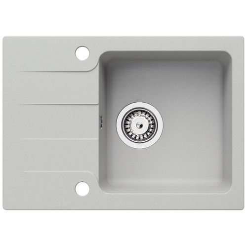 Evier Rectangulaire Rive Gris En Granit Premium - 1 Bac Avec Égouttoir Et Vidage Inclus