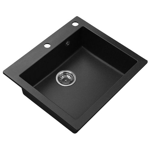 Evier Rectangulaire Noito Noir En Granit Premium - 1 Bac Sans Égouttoir Et Vidage Inclus