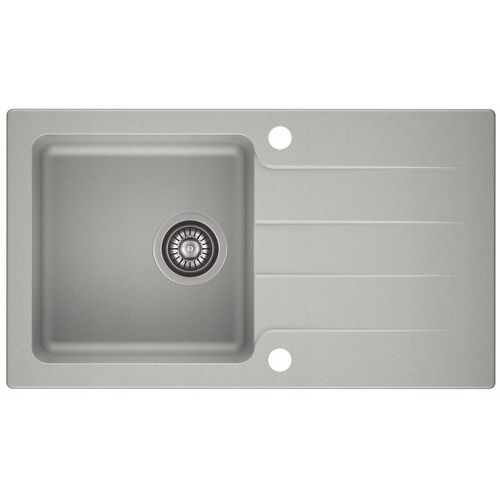 Evier Rectangulaire Laboune Gris En Granit Premium - 1 Bac Avec Égouttoir Et Vidage Inclus