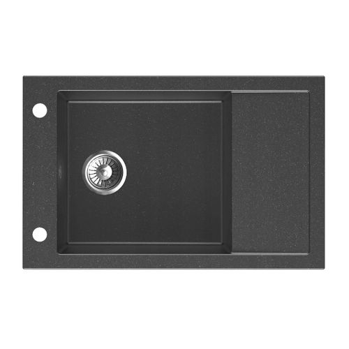 Grand Évier Acart Noir En Granit Premium - 1 Bac Avec Égouttoir Et Vidage Inclus