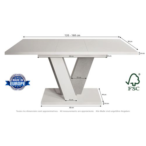 Table à Manger Extensible Vinny Bois Chêne 120 à 160 Cm 6 Personnes