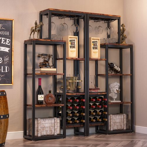 Étagère à Vin Autonome à 5 Étages Avec Support En Verre Et Rangement De Vin (marron)