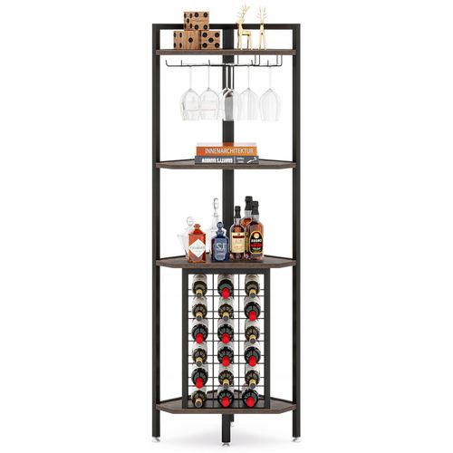 Étagère D'angle Avec Support En Verre Et Étagères De Rangement, Barre D'angle à 4 Niveaux