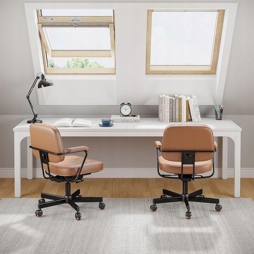 Bureau D'ordinateur, 200 X 70 X 75 Cm, Bureau Double D'ordinateur Bureau, Blanc