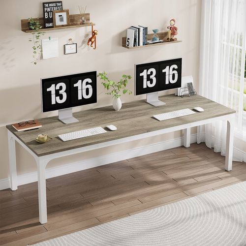 Bureau Informatique, Double Bureau Long Pour Chambre De Bureau à Domicile, 200x70x75 Cm