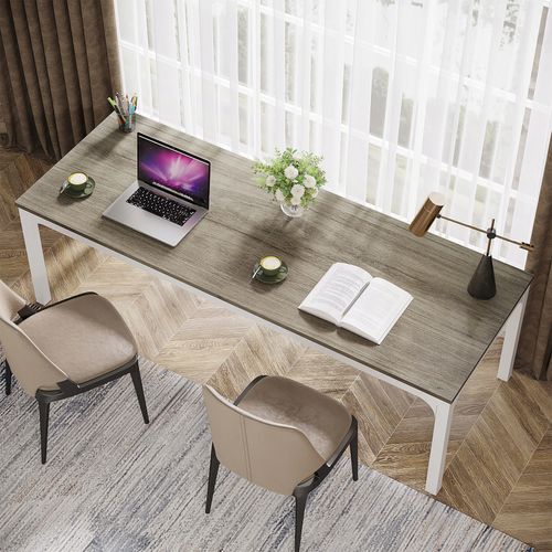 Bureau Informatique, Double Bureau Long Pour Chambre De Bureau à Domicile, 200x70x75 Cm