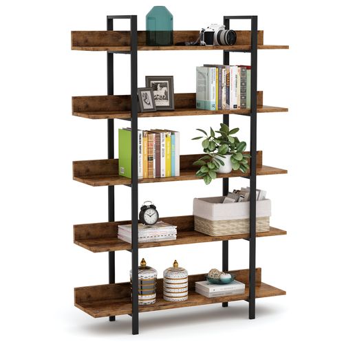 Bibliothèque Vintage à 5 Niveaux - Grande Étagère De Rangement Pour Le Salon