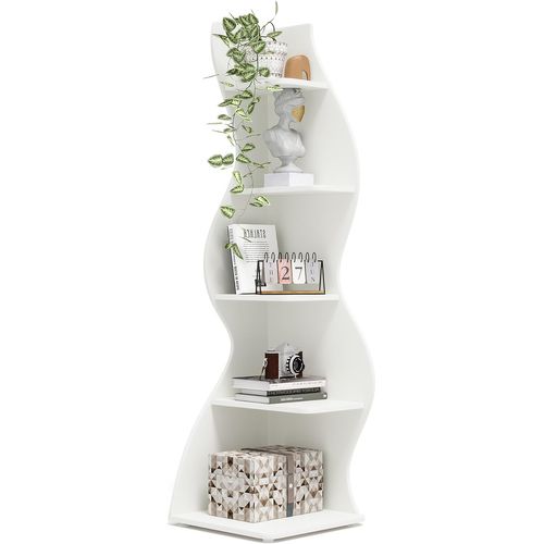 Étagère D'angle Moderne à 5 Niveaux, Petite Bibliothèque D'angle Élégante Pour La Salon