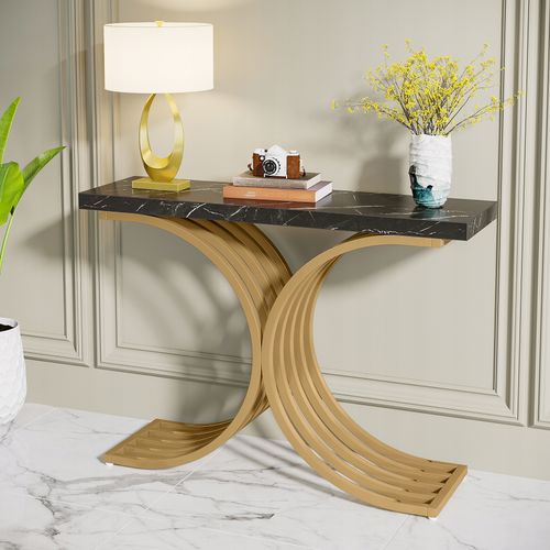 Table Console Blanche Meuble, Table D'entrée De Bout De Canapé En Or Pour Couloir