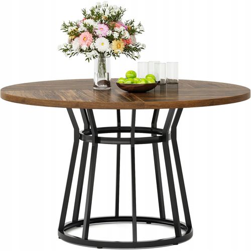 Table De Salle à Manger Ronde Pour 4 Personnes, Table Ronde De Salle à Manger Avec Base En Métal